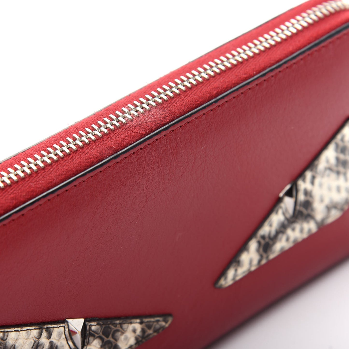 Vitello Dolce Elaphe Monster Eyes Zip Around Wallet Ribes Naturale