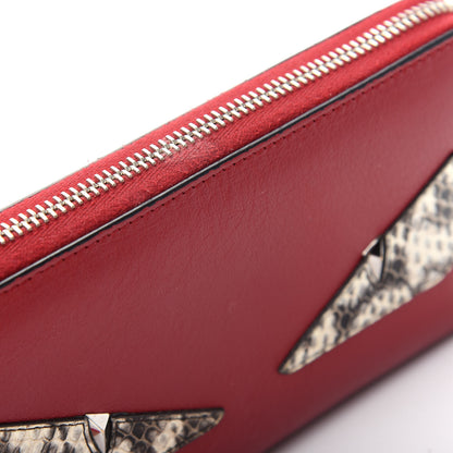 Fendi Vitello Dolce Elaphe Monster Eyes Zip Around Wallet Ribes Naturale 8 of 9