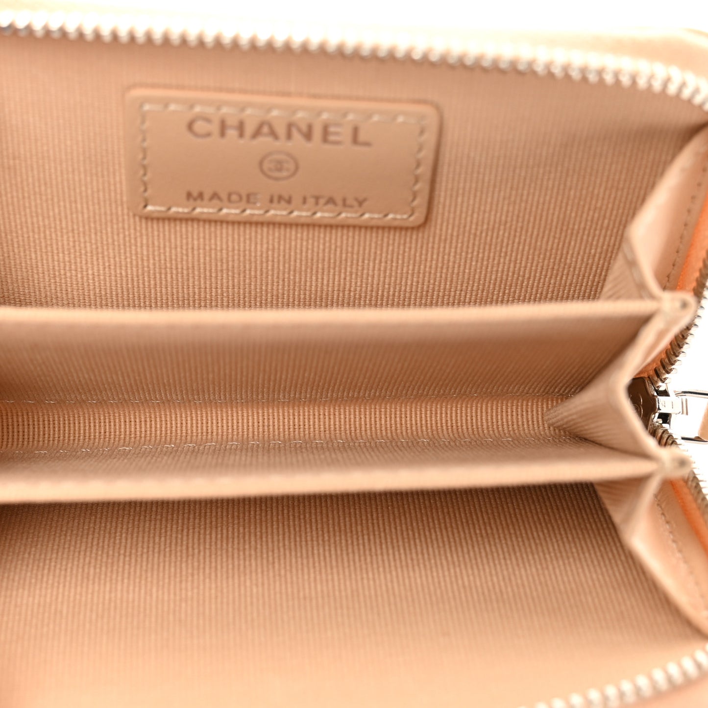 Caviar Quilted Zip Around Coin Purse Beige