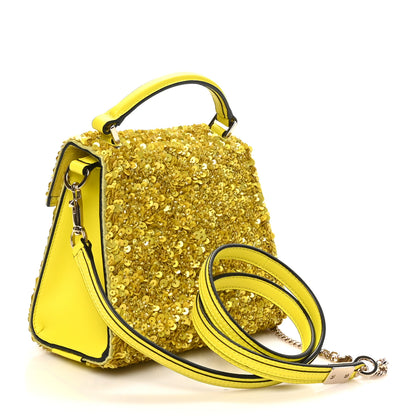 Valentino Garavani Sequin Crystal Embroidered Mini Vsling Top Handle Bag Yellow 3 of 9
