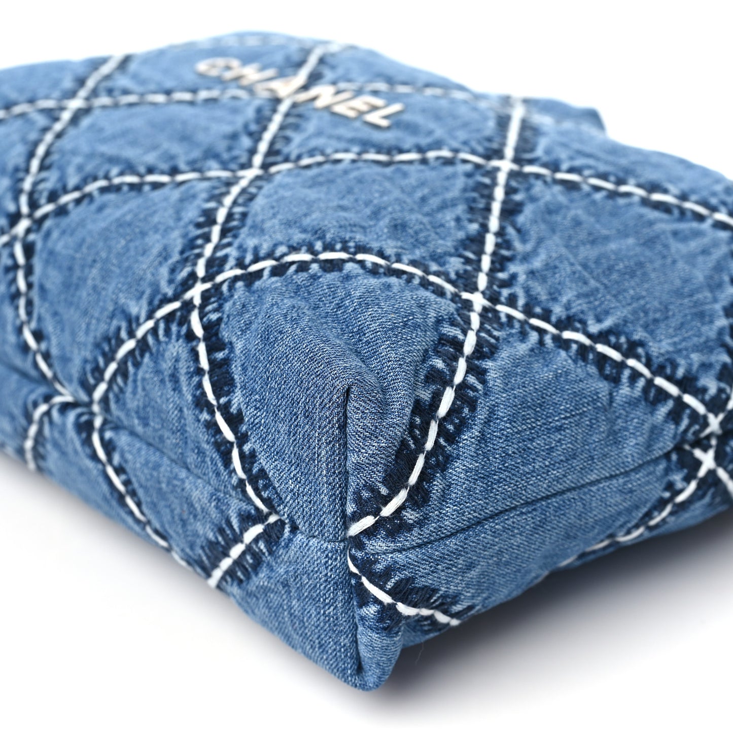 Denim Quilted Stitched Chanel 22 Blue