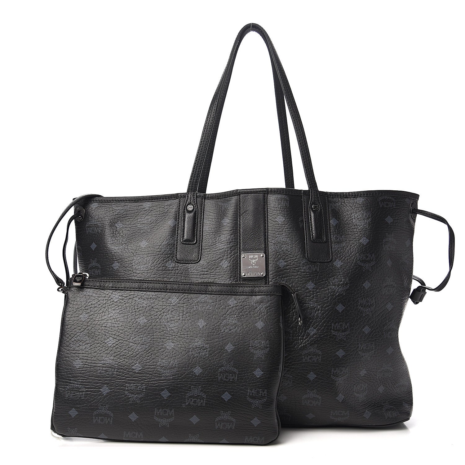 MCM Visetos Large Liz Reversible Shopper Tote Black 1 of 20