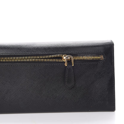 Prada Saffiano Metal Continental Flap Wallet Black 10 of 10