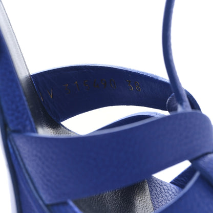 Saint Laurent Grained Calfskin Tribute 75 Platform Sandals 38 Outremer 8 of 9