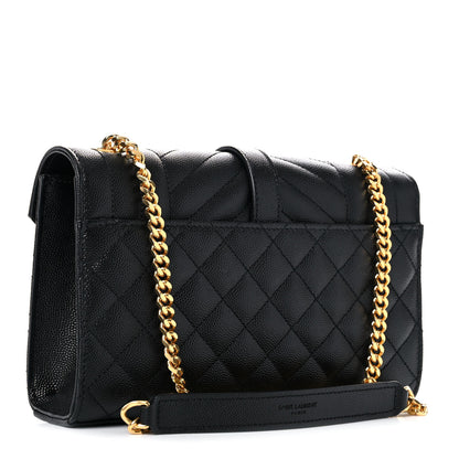 Saint Laurent Grain De Poudre Textured Mixed Matelasse Triquilt Small Monogram Satchel Black 3 of 9