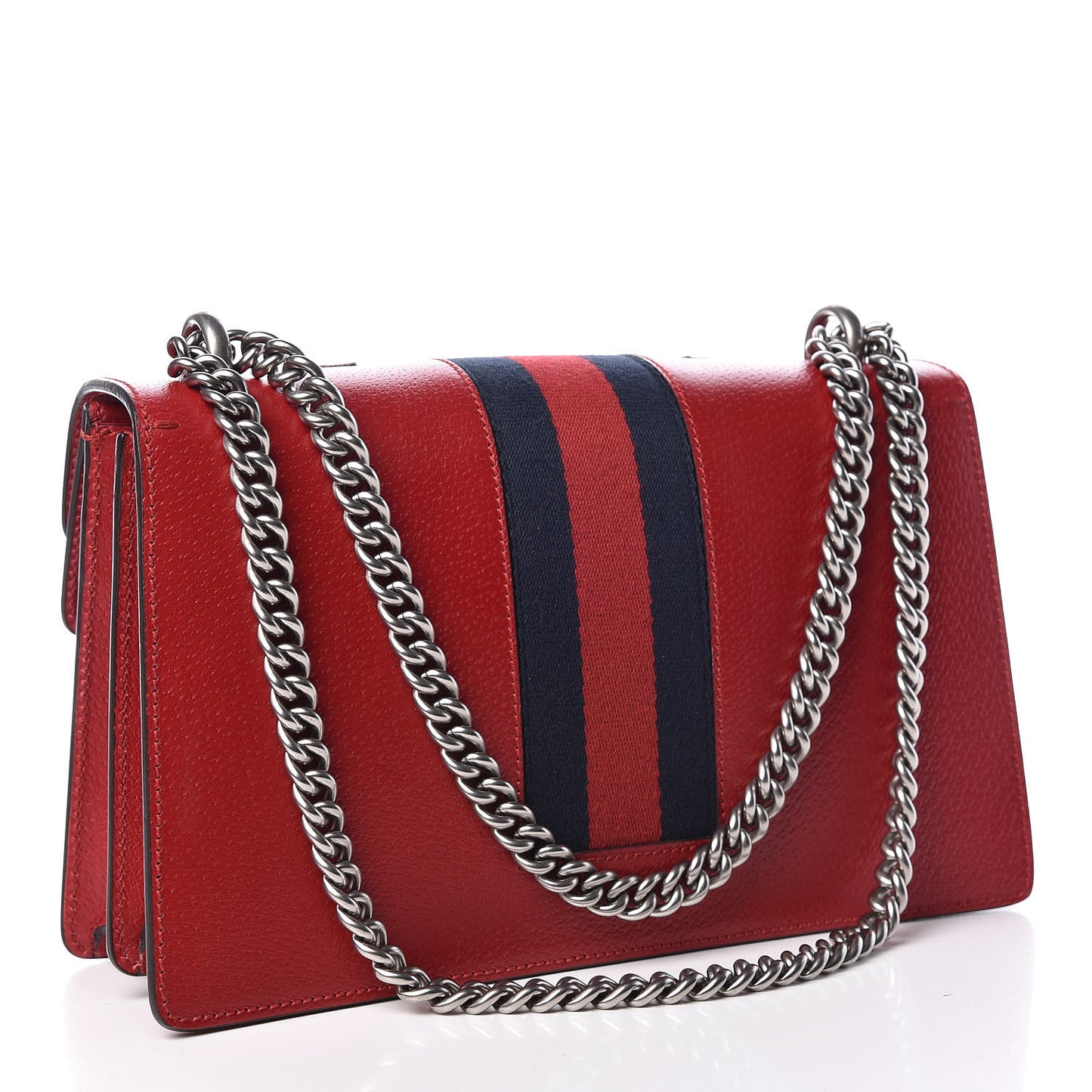 Calfskin Web Floral Embroidered Small Dionysus Shoulder Bag Hibiscus Red