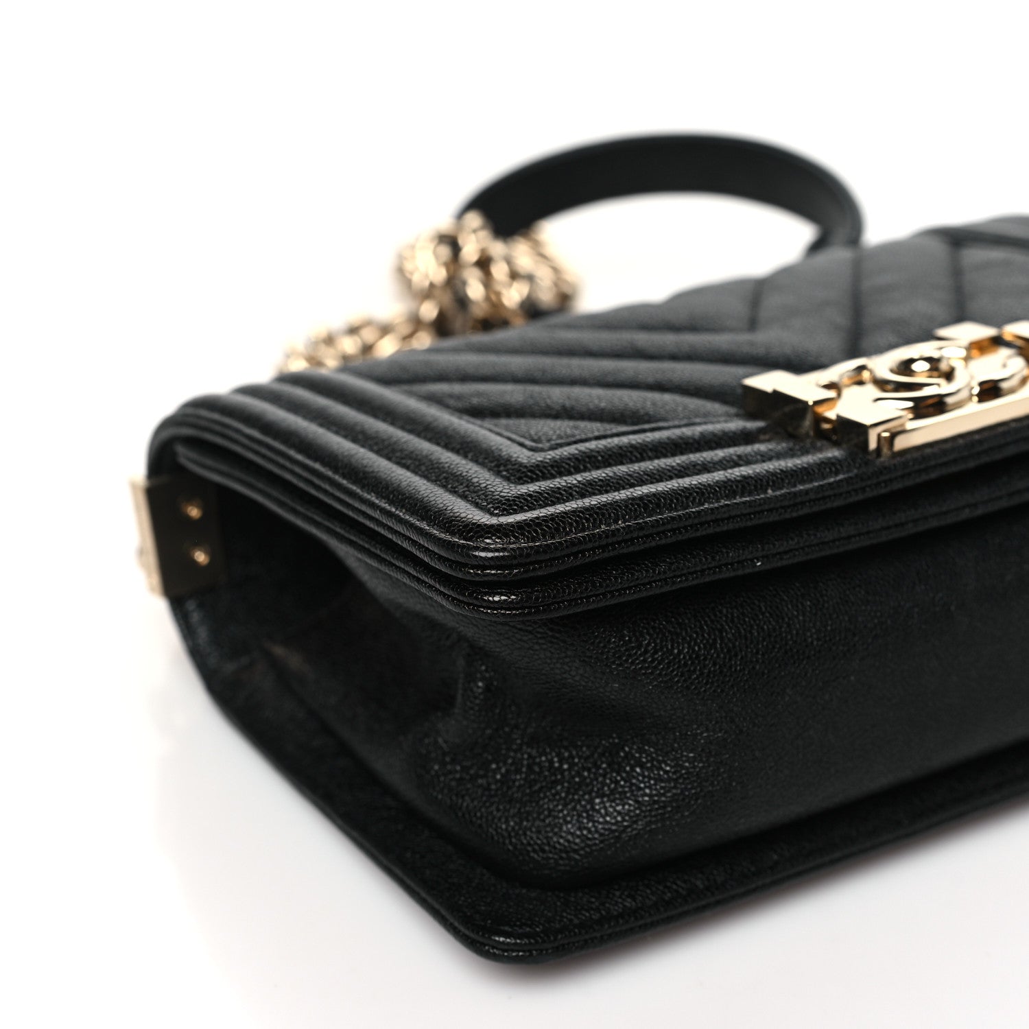 Chanel Iridescent Caviar Chevron Quilted Small Boy Flap Black 9 of 11