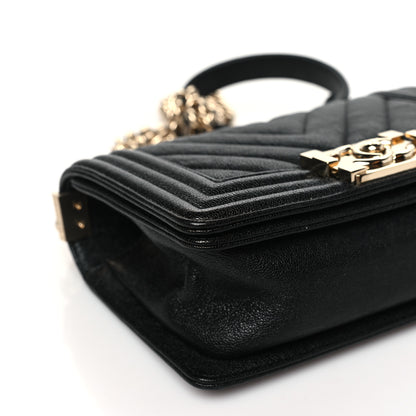 Chanel Iridescent Caviar Chevron Quilted Small Boy Flap Black 9 of 11