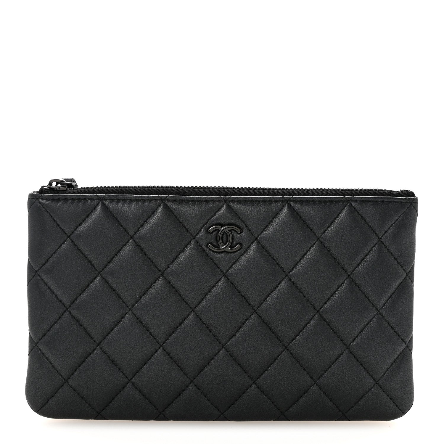 Chanel Pearly Lambskin Quilted Cosmetic Case So Black 1 of 7