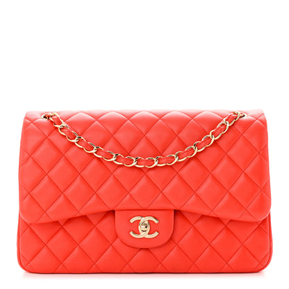 Chanel Lambskin Quilted Jumbo Double Flap Red 1 of 13