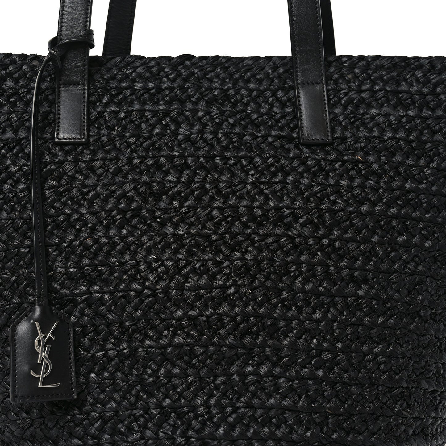 Raffia Medium Panier Bag Black