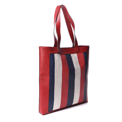 Gucci Canvas Calfskin Sylvie Stripe Logo Mens Tote Red White Blue 2 of 9