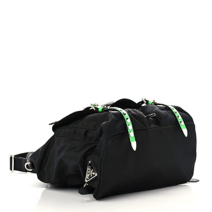 Prada Nylon New Vela Studded Backpack Black Green 4 of 8