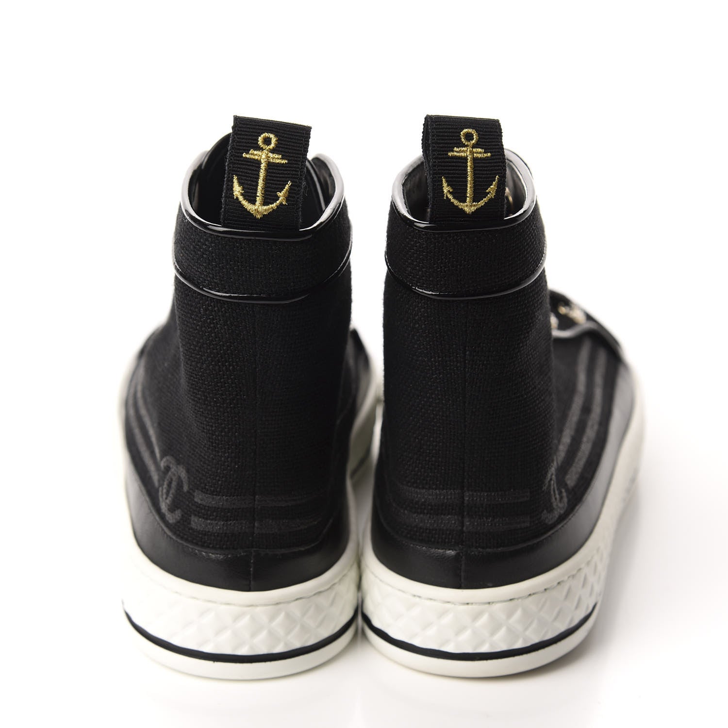 Chanel Fabric Lambskin Lace Up Cap Toe Sneakers 38.5 Black 5 of 9