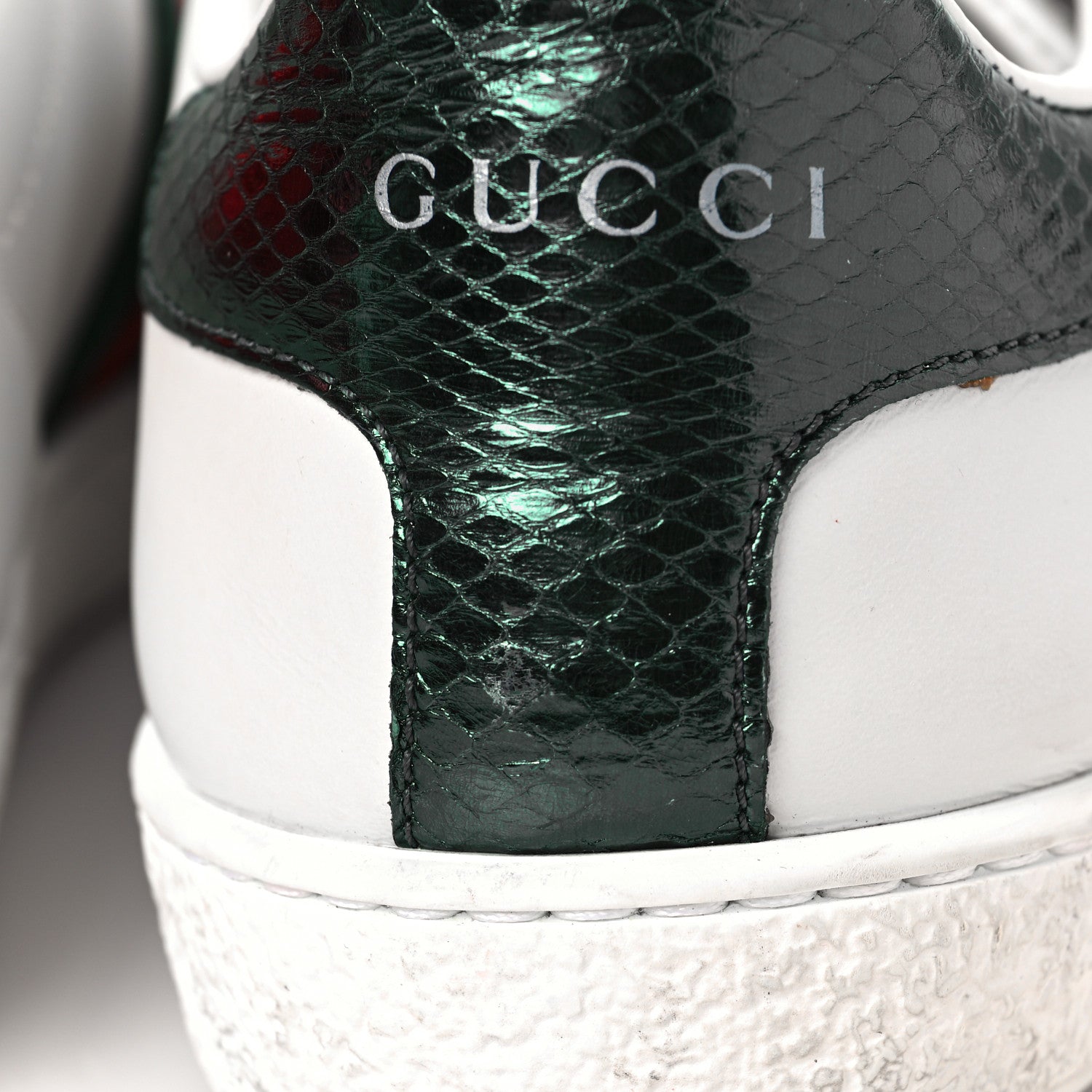 Gucci Calfskin Ayers Bee Embroidered Womens Ace Sneakers 38 White Green 8 of 9