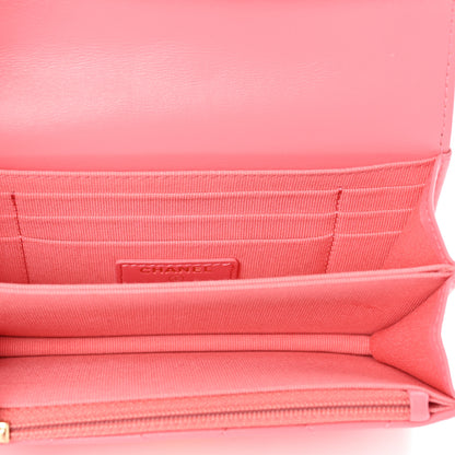 Chanel Lambskin Enamel Quilted Pending Clutch With Chain Pink 4 of 7