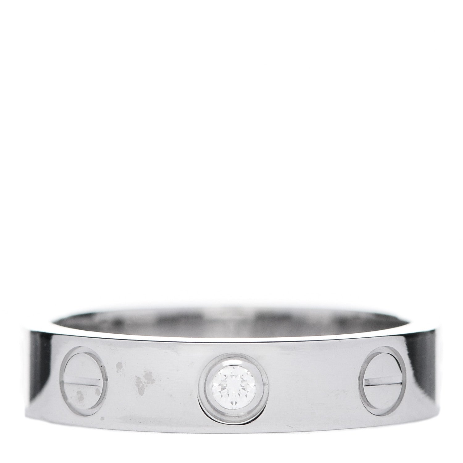 Cartier 18K White Gold Diamond 4mm LOVE Wedding Band Ring 47 4 1 of 5