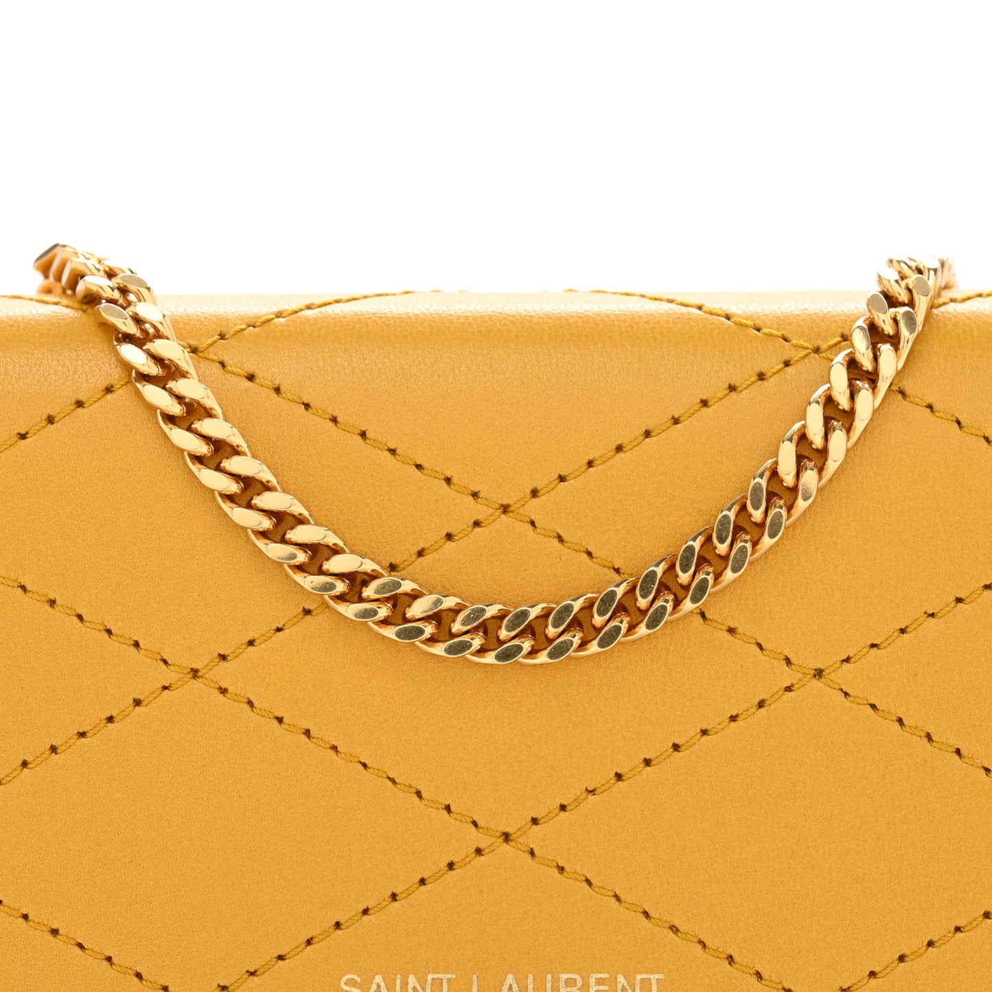 Lambskin Quilted Monogram Baby Crossbody Bag  Saffran