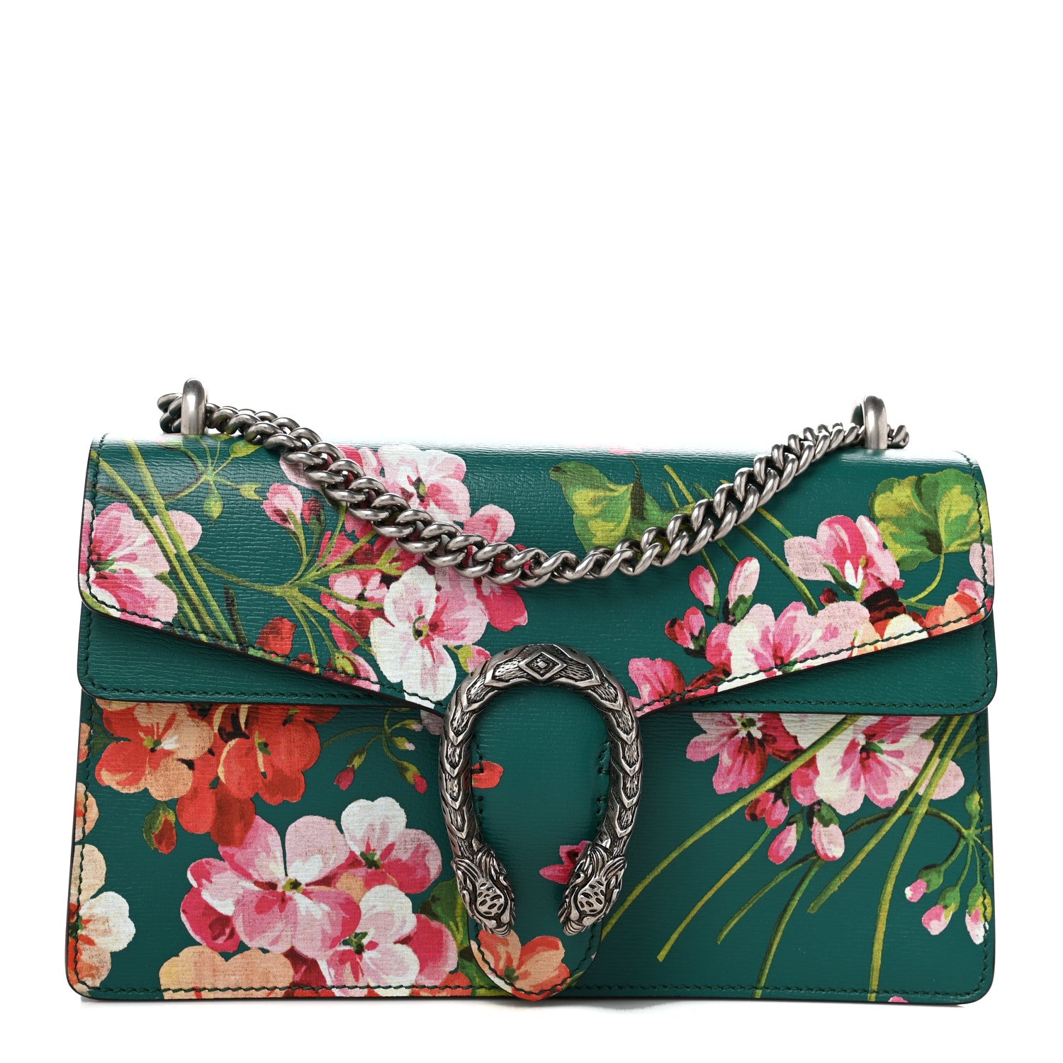 Gucci Calfskin Blooms Print Small Dionysus Shoulder Bag Bright Emerald Multicolor 1 of 10