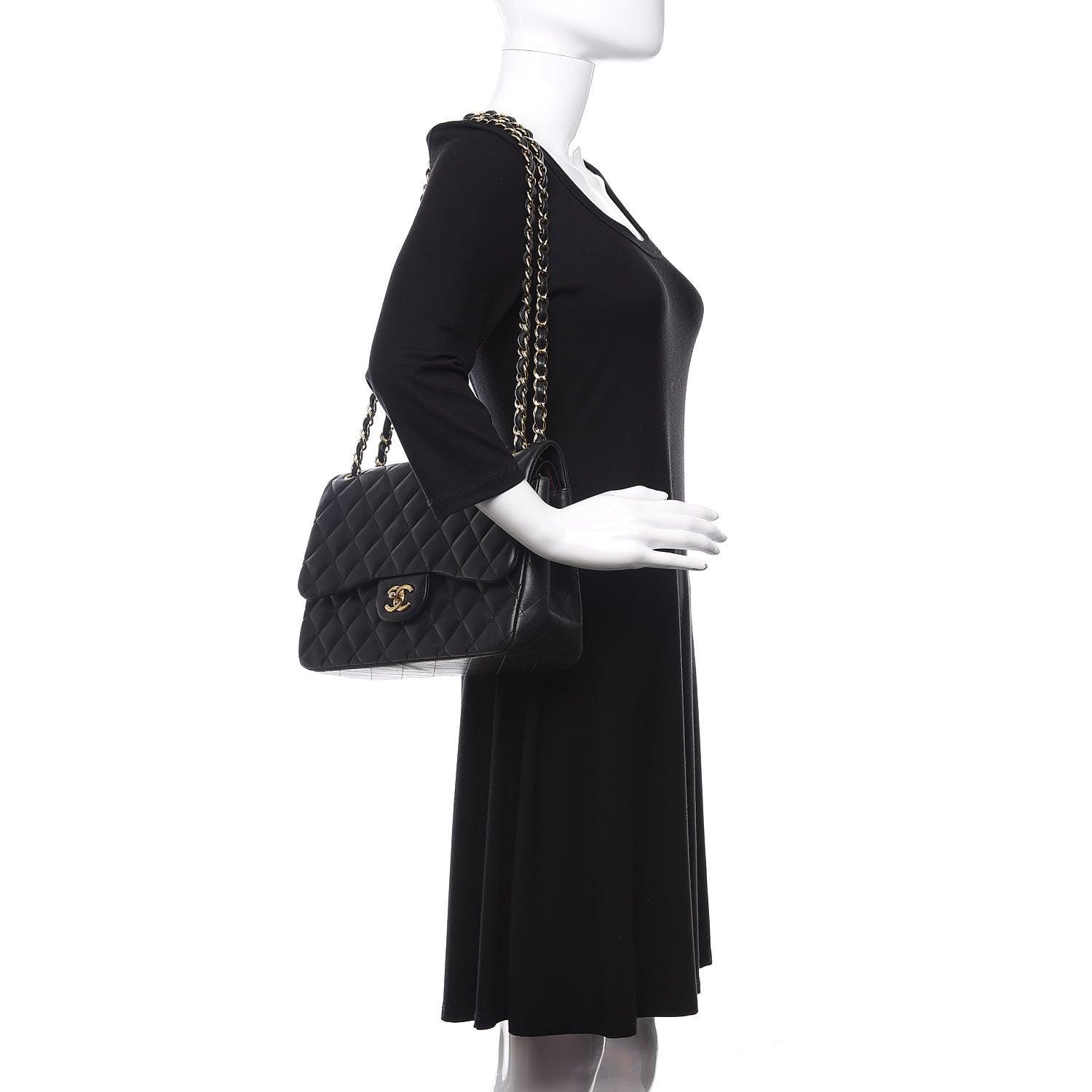 Chanel Lambskin Quilted Jumbo Double Flap Black 2 of 19