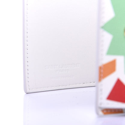Saint Laurent Grained Calfskin Paris Petite Compact Wallet White Multicolor 6 of 8