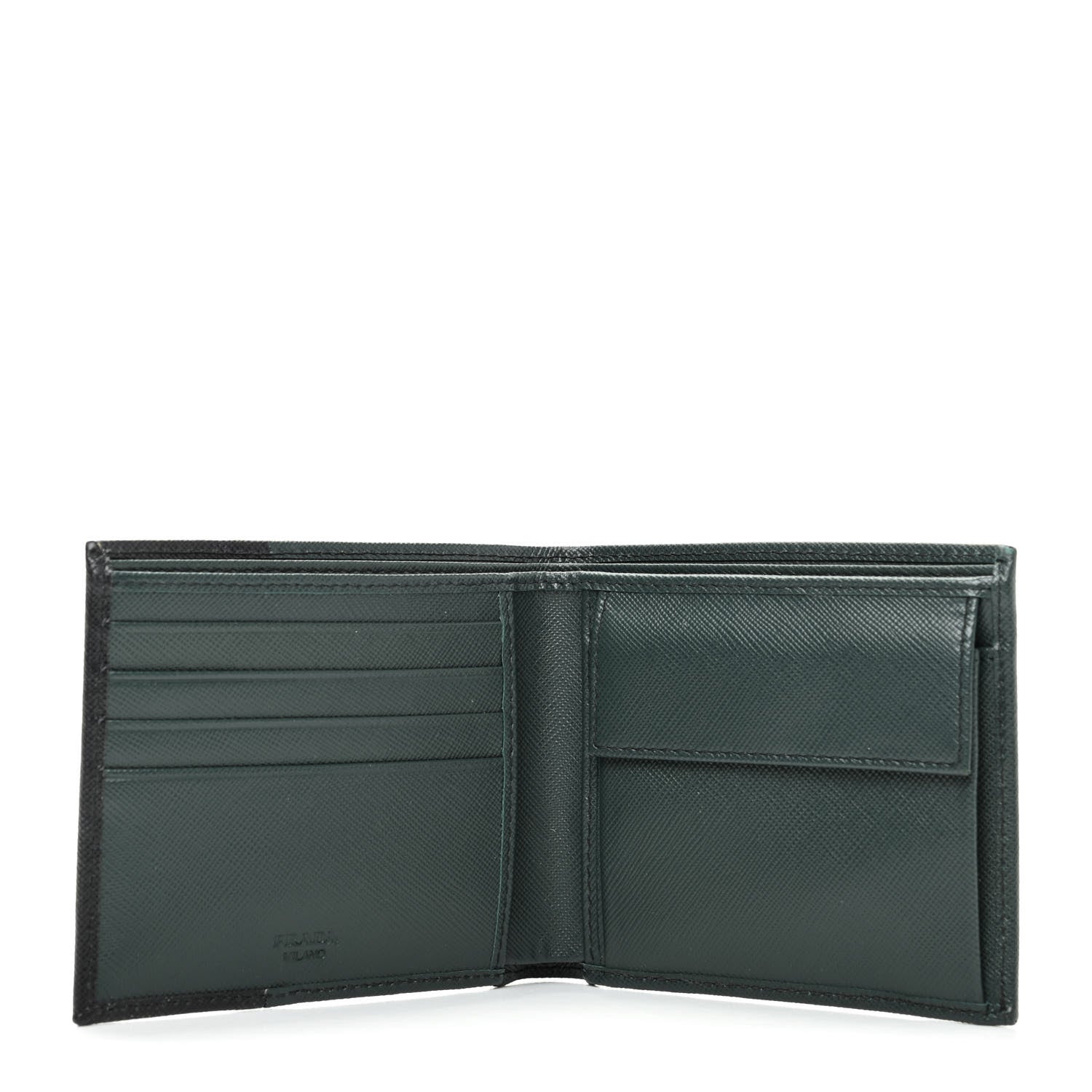 Prada Saffiano Bi-Color Bi-Fold Wallet Smeraldo Black 5 of 8