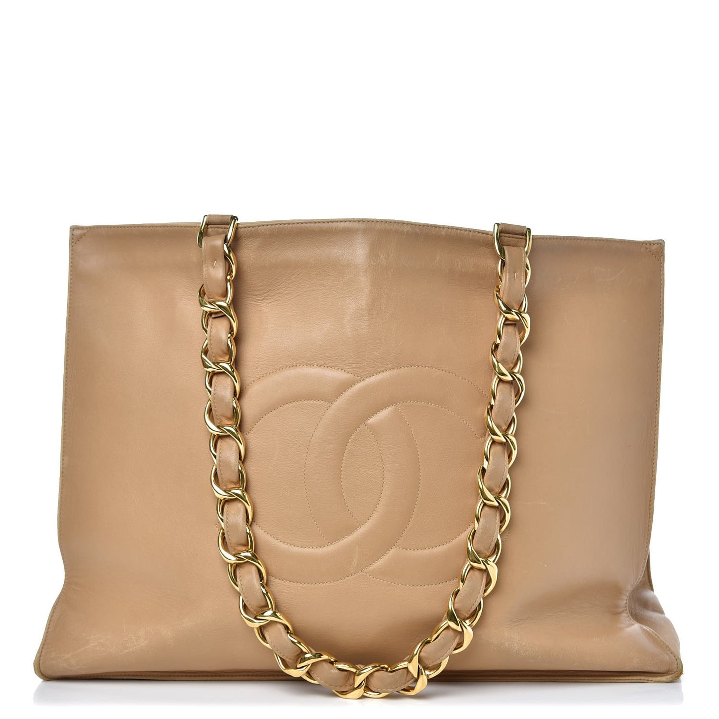Lambskin Jumbo CC Shoulder Bag Beige