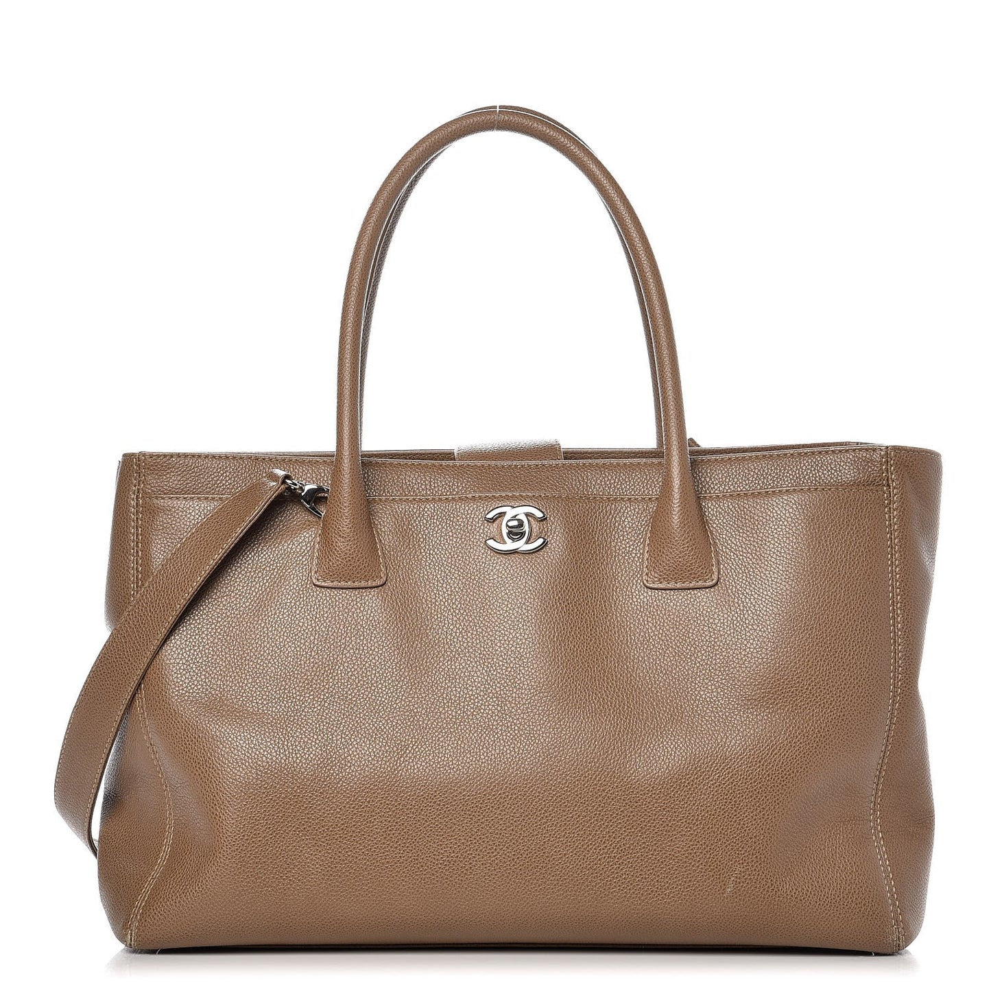 Calfskin Cerf Executive Shopper Tote Beige
