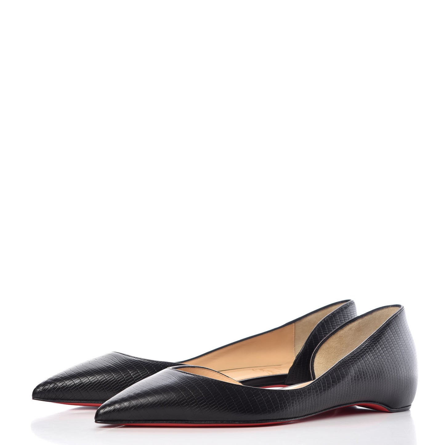 Calfskin Lizard Embossed Iriza Flats 39.5 Black