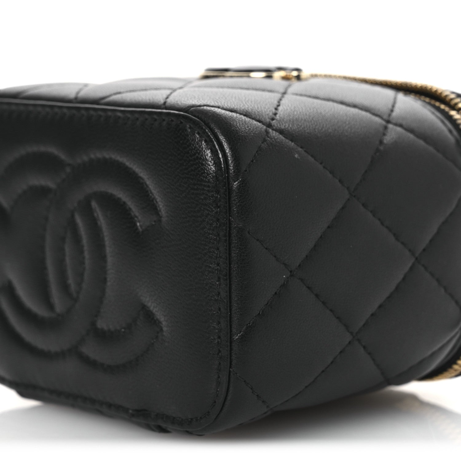 Chanel Lambskin Quilted Mini Enamel Vanity Case With Chain Black 10 of 12