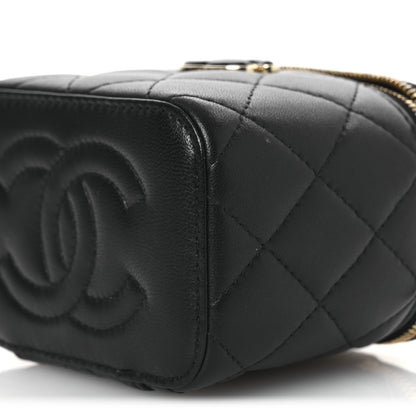 Chanel Lambskin Quilted Mini Enamel Vanity Case With Chain Black 10 of 12