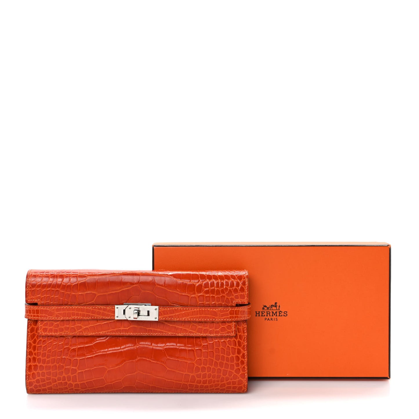 Matte Alligator Kelly Longue Wallet Orange