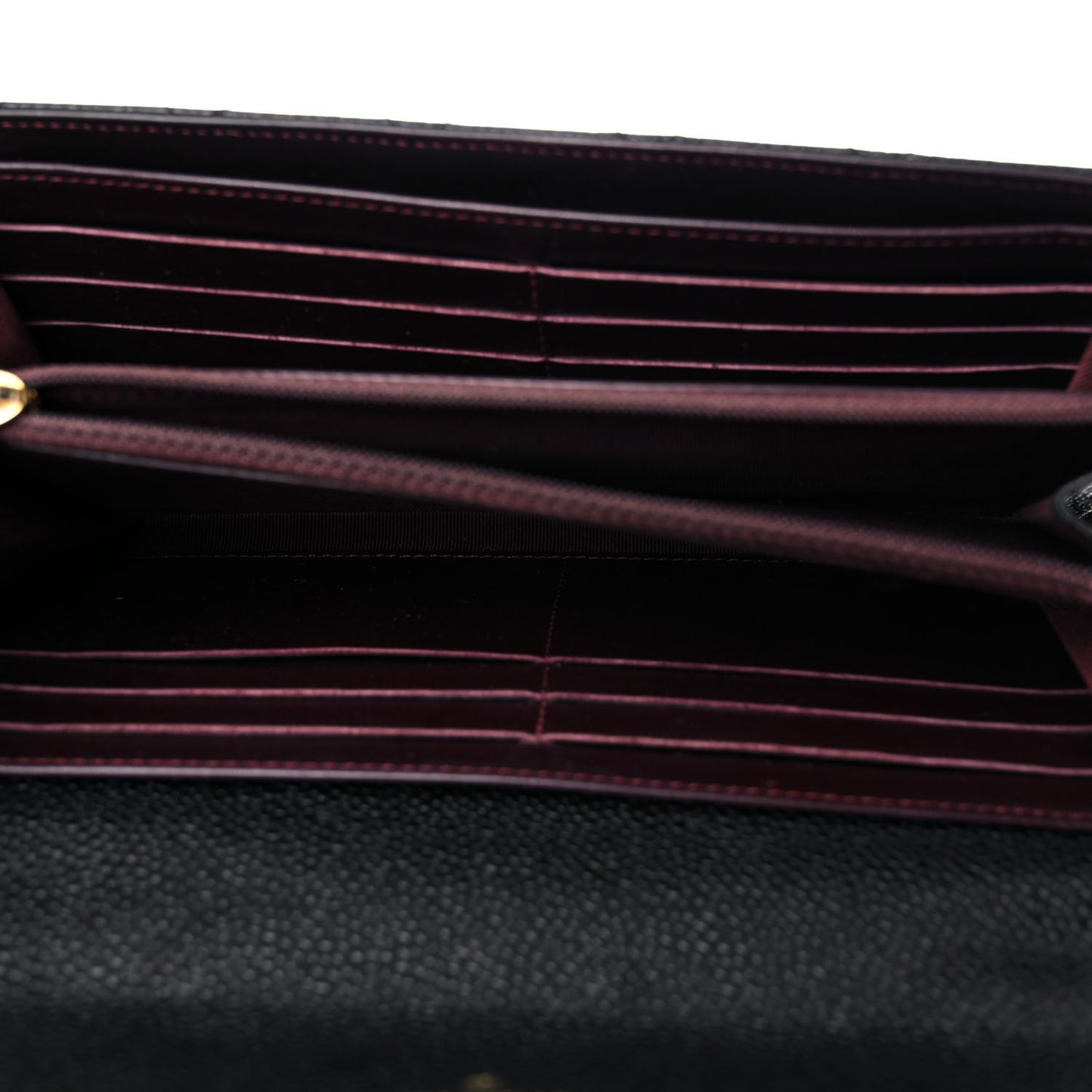 Caviar Quilted Large Gusset Flap Wallet Black