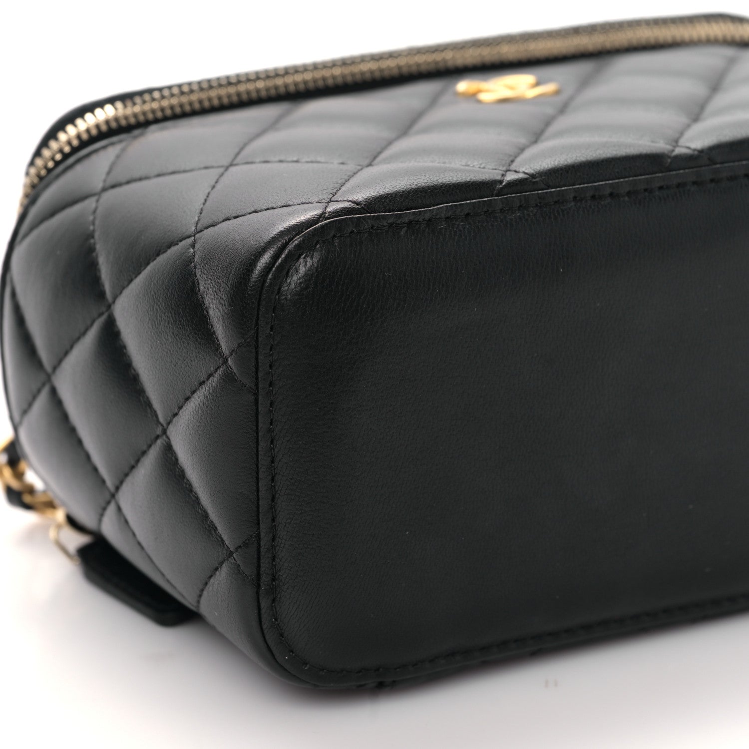 Chanel Lambskin Quilted Pearl Crush Small Vanity Case With Chain Black 8 of 9