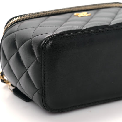 Chanel Lambskin Quilted Pearl Crush Small Vanity Case With Chain Black 8 of 9