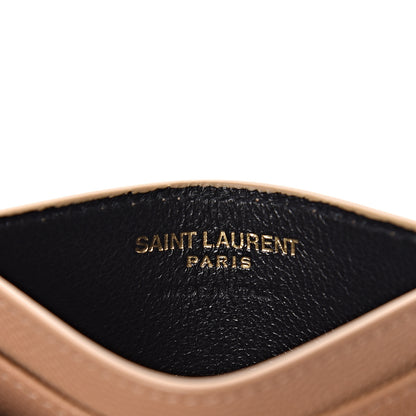 Saint Laurent Grain De Poudre Matelasse Chevron Monogram Credit Card Case Cork 6 of 7
