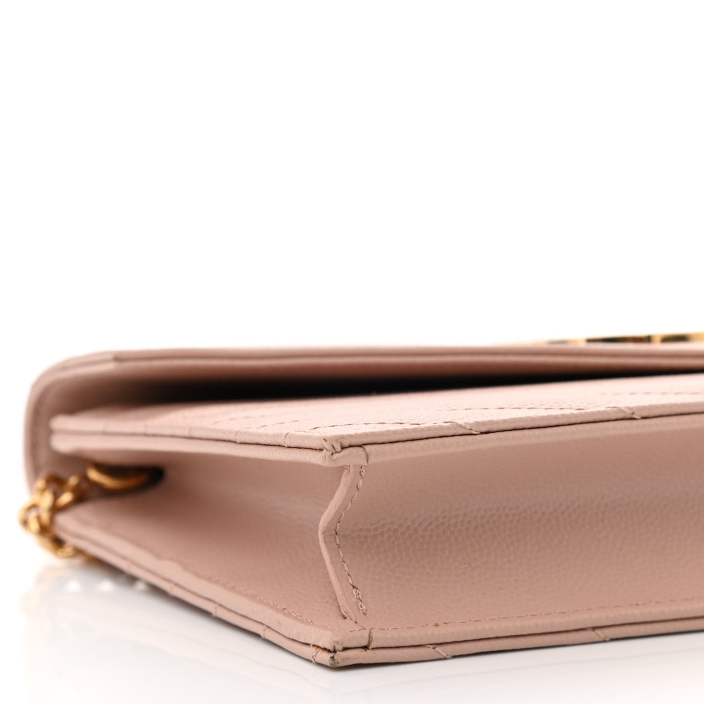 Grain De Poudre Matelasse Chevron Monogram Envelope Chain Wallet Pale Pink