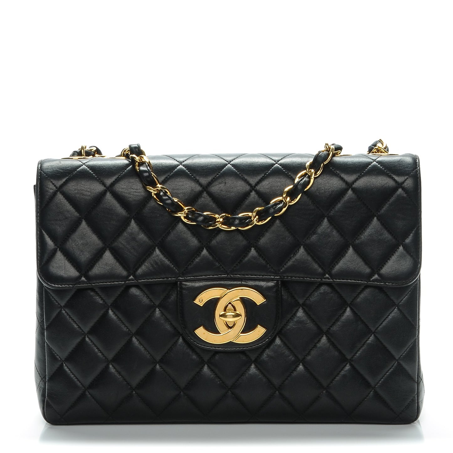 Lambskin Quilted Jumbo Flap Black
