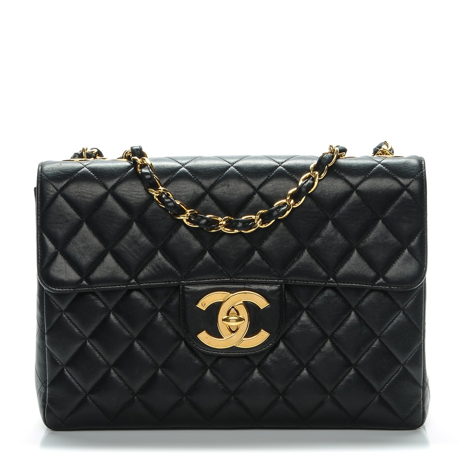 Chanel Lambskin Quilted Jumbo Flap Black 1 of 9