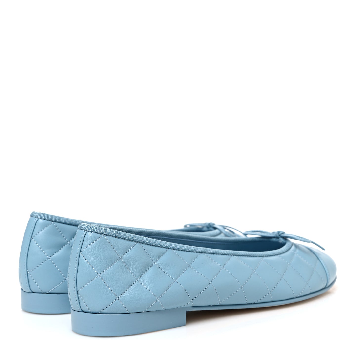 Lambskin Quilted CC Cap Toe Ballerina Flats 39.5 Blue