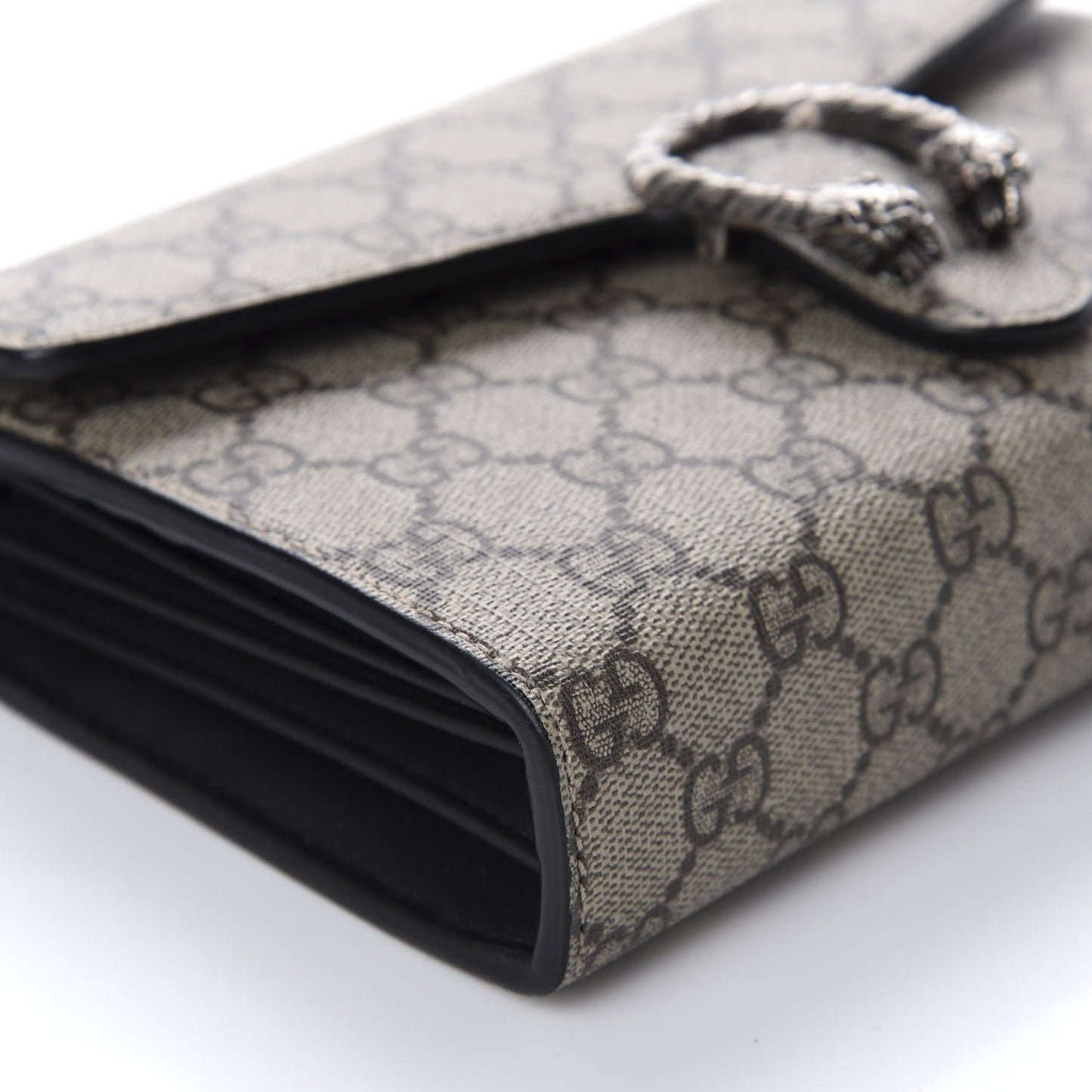 GG Supreme Monogram Mini Dionysus Chain Wallet Beige Black