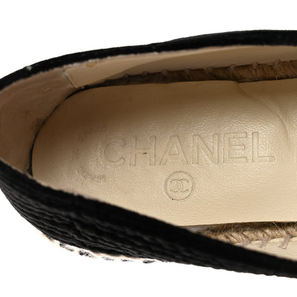 Chanel Velvet Grosgrain Quilted CC Espadrilles 35 Black 9 of 11