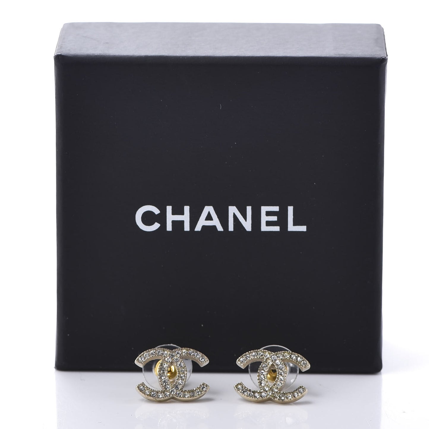 Crystal CC Earrings Light Gold