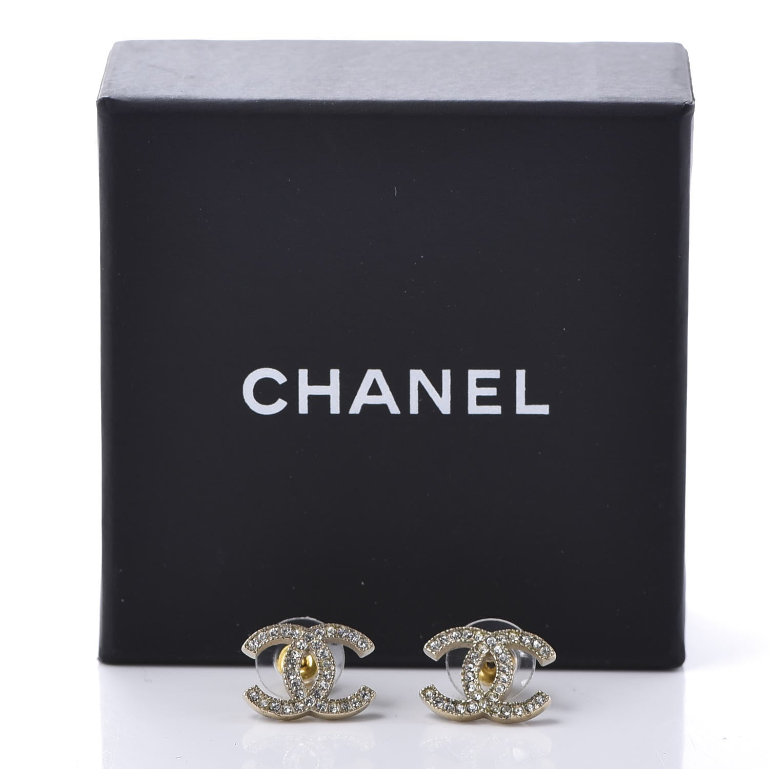 Chanel Crystal CC Earrings Light Gold 4 of 4