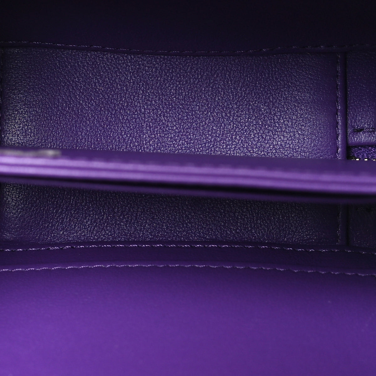Lambskin Quilted Top Handle Mini Vanity Case Purple