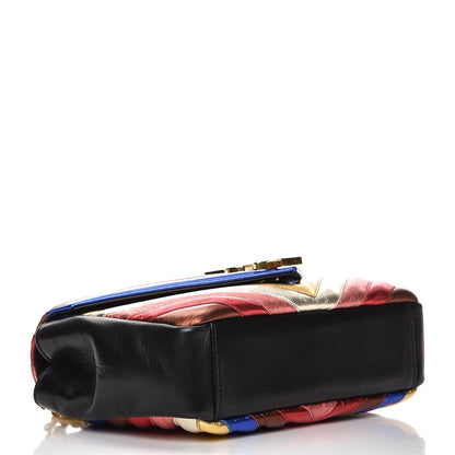 Saint Laurent Metallic Calfskin Matelasse Chevron Medium Monogram Satchel Multicolor 4 of 7