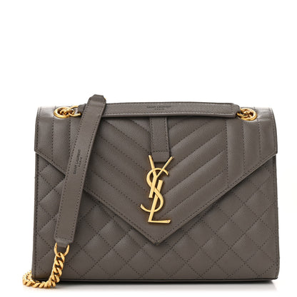 Saint Laurent Grain De Poudre Textured Mixed Matelasse Medium Triquilt Monogram Satchel Fog 1 of 15