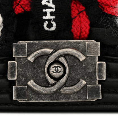 Chanel Lambskin Tweed Logo Embroidered Mini Boy Flap White Red Black 12 of 12