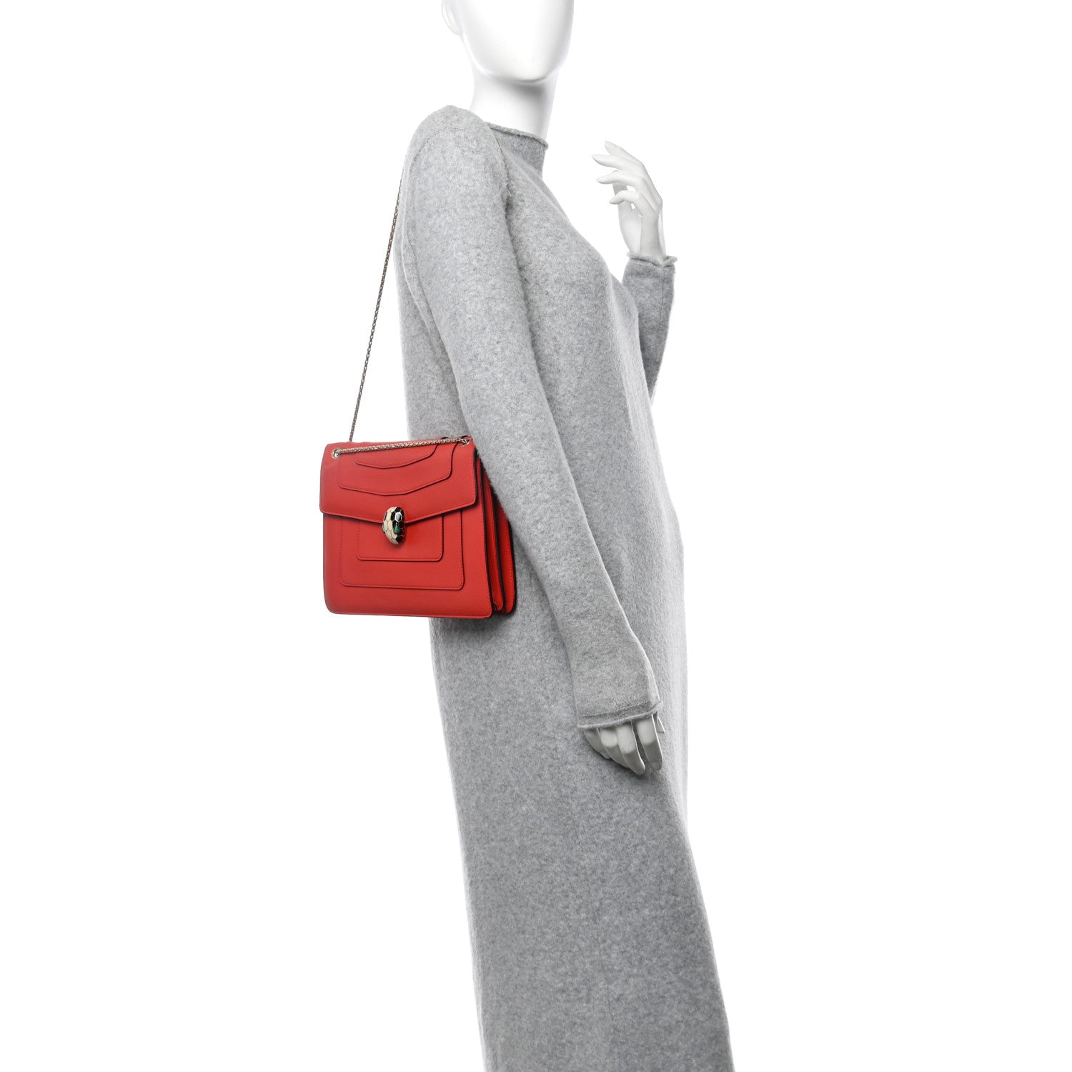 Bulgari Calfskin Serpenti Forever Shoulder Bag Red 2 of 15