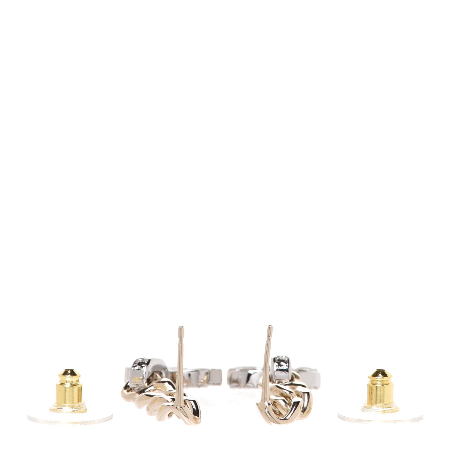 Chanel Metal Crystal CC Chain Drop Earrings Gold 3 of 4